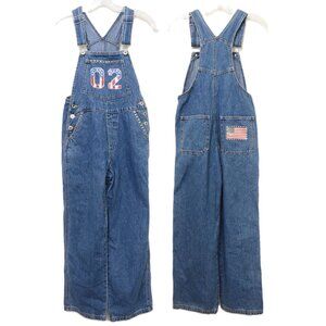 Y2K Vintage Limited Too Patriotic Blue Jean Bib Cotton Overalls Girls Size 12